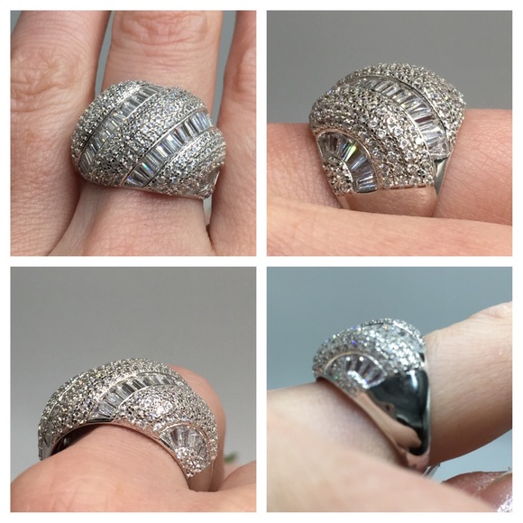 14k white gold lab diamond statement ring band - Picture 7 of 8